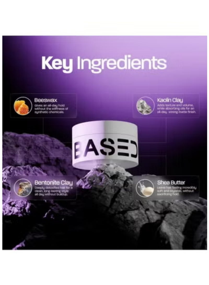 Based Bodyworks Men's Styling Clay3.0floz - Strong Hold Natural Matte Finish for All Hair Types with Santal Scent - Image 3