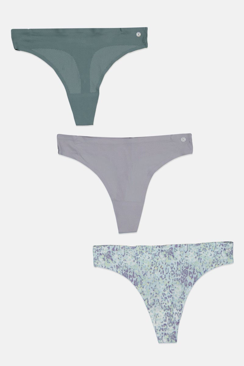 Layer 8 Women 3 Pack Allover Print Panties, Grey - Image 1