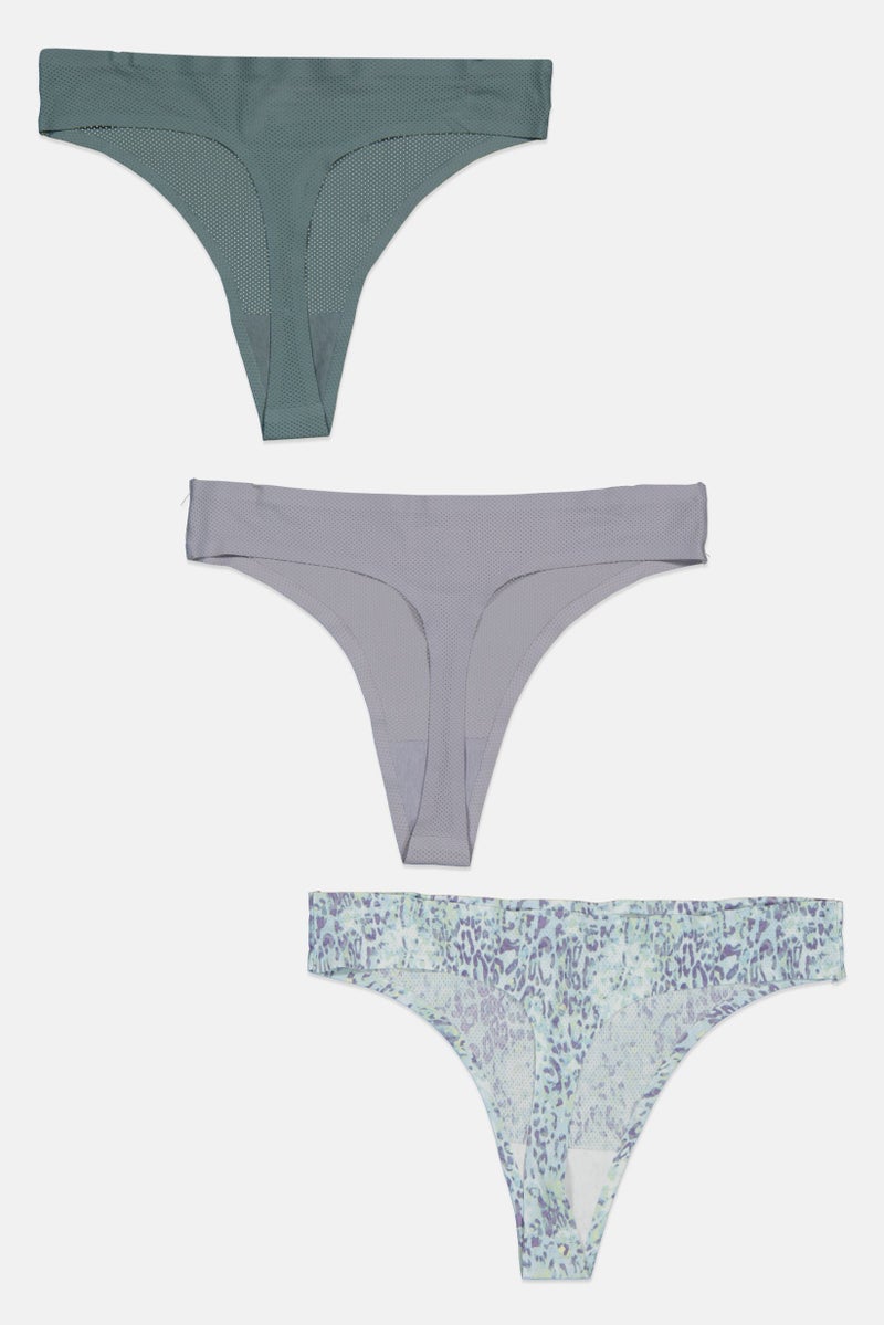 Layer 8 Women 3 Pack Allover Print Panties, Grey - Image 2