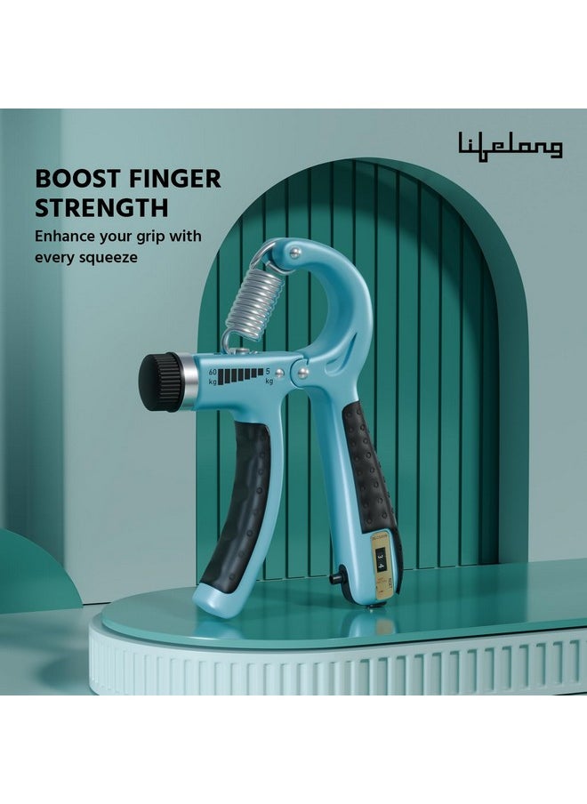 Lifelong - Adjustable Hand Grip Strengthener|Hand Gripper With Counter For Men & Women For Gym Workout|Hand Exercise Equipment To Use In Home For Forearm Exercise (5-60Kg) - Green & Black, Llfahgc01 - Image 1