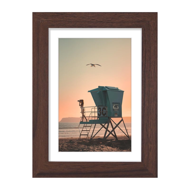 Vittanly 5x7 Picture Frame  Display Pictures 4x6 with Mat or 5x7 without Mat  Rustic Photo Frame for Wall or Table Top Display  Brown  1 Pack - Image 1