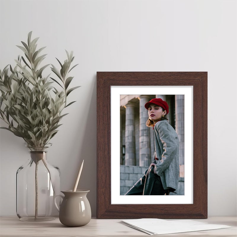 Vittanly 5x7 Picture Frame  Display Pictures 4x6 with Mat or 5x7 without Mat  Rustic Photo Frame for Wall or Table Top Display  Brown  1 Pack - Image 5