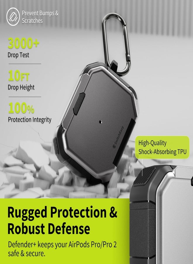 Switcheasy حافظة SwitchEasy Defender+ AirPods Pro القابلة للقفل الجيل الثاني والجيل الأول - حافظة شحن لاسلكي مع حامل هاتف، حماية مضادة للصدمات لآبل AirPods، حافظة AirPod Pro مع قفل - رمادي فضائي - Image 2