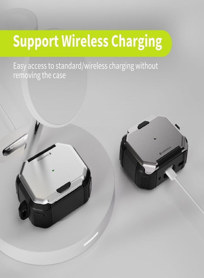 Switcheasy حافظة SwitchEasy Defender+ AirPods Pro القابلة للقفل الجيل الثاني والجيل الأول - حافظة شحن لاسلكي مع حامل هاتف، حماية مضادة للصدمات لآبل AirPods، حافظة AirPod Pro مع قفل - رمادي فضائي - Image 5