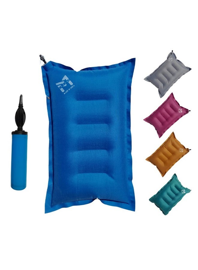 PM SQUARE Inflatable Soft Portable Air Travel Pillow with Air Pump and headrest Accessory for Train, Bus, Camping, Hostel and Office - Image 1