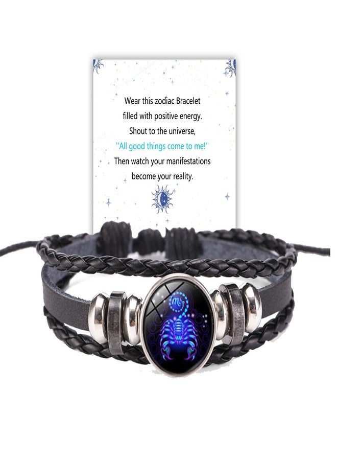 ZMANYIJEW Zodiac Soul Bracelet for Women Handmade Adjustable Twelve Constellations Leather Series Manifestation Bracelet for Women and Men (Scorpius) - Image 1