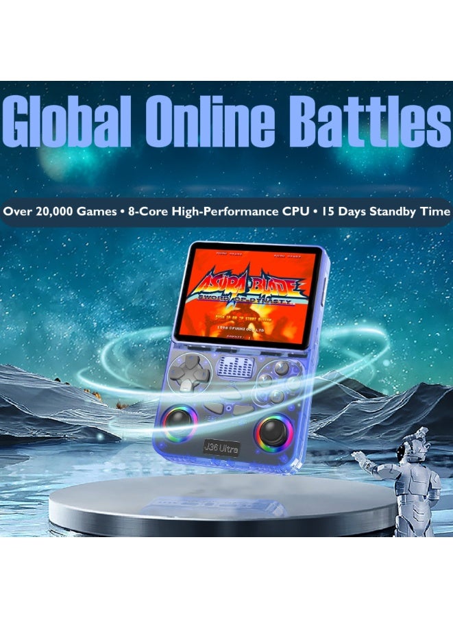 بلو فاير جهاز ألعاب J36 Ultra المحمول | شاشة IPS عالية الدقة 3.5 بوصة، أكثر من 20,000 لعبة كلاسيكية، يدعم 20+ محاكي (PSP / PS1 / N64 / NDS)، اتصال WiFi بسرعة 5G وبلوتوث للعب أونلاين متعدد اللاعبين، بطارية 3000 مللي أمبير، معالج ثماني النواة | تجربة ألعاب شبكية عالمية للأطفال والكبار - Image 4