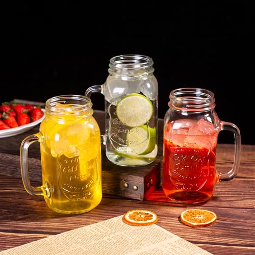 QWEZXO 24 OZ Mason Jar Drinking Glasses for Party Beverages Materials and Jars with Comfortable Handle Easy to Clean in the Dishwasher 4Pack - Image 4