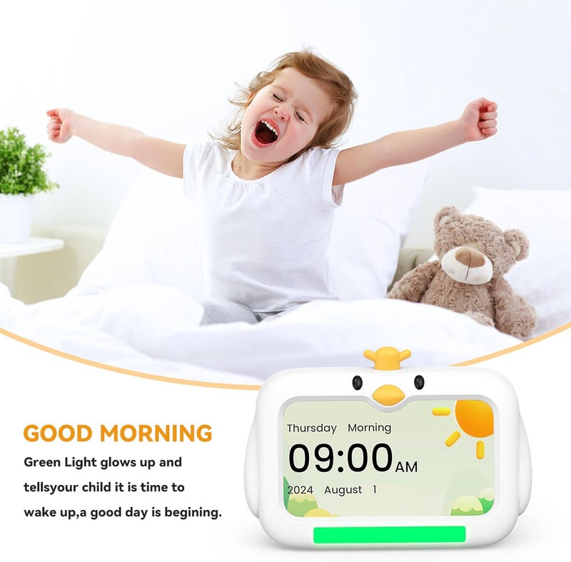 Mitoart Kids Alarm Clock, OK to Wake Clock with Red & Green Lights, Toddler Sleep Training for Children with 8 Natural Sounds & 2 Levels Night Lights - Image 2