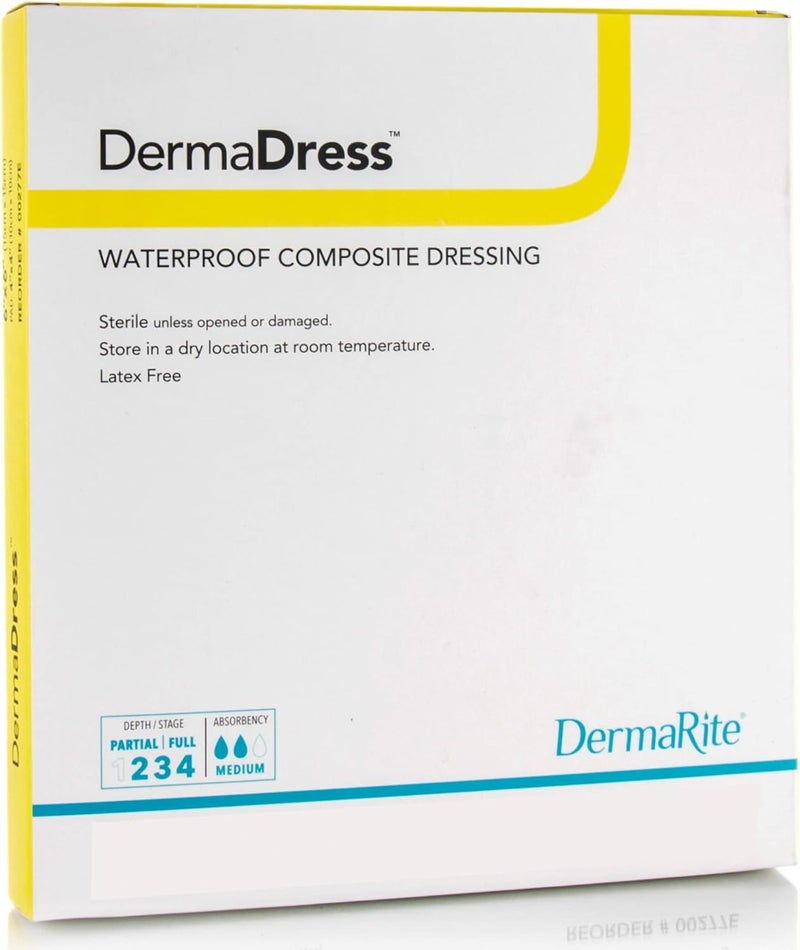 DermaRites DermaDress Composite Sterile Wound Dressing  Self Adherent Waterproof Pad Individually Packaged  4 in x 4 in 1 Count 10 Packs 10 Total - Image 1