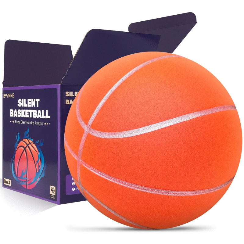 BYYNNE Silent Basketball Size 7 295 Noiseless Indoor Basketball for Quiet Dribbling and Indoor Training Pro Grooved Airless PU Foam Basketball Real Feel Higher Bounce Quieter Orange - Image 2