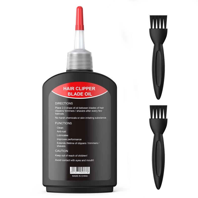 opove Premium Hair Clipper Blade Lubricating Oil for Clippers, Trimmers, Groomers, Rust Prevention, 4.05oz/120ml, 1 Pack with Clean Brushes - Image 2