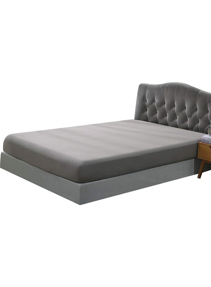 PHF شيت مفروش PHF 800 خيط ساتان 100% قطن مصري طبيعي ناعم متين قابل للتنفس دافئ لفصل الشتاء حجم مزدوج، 54x75+19 بوصة، رمادي - Image 1