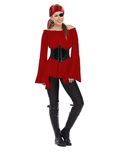CICOCI Pirate Costume For Women With Accessories Renaissance Blouse Top Belt Headscarf Full Outfits Halloween Costume - Image 2