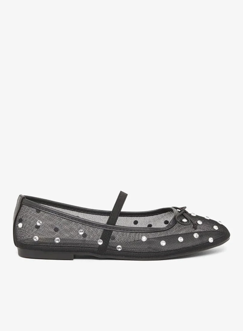 Styli Black Polka Dot Embellished Ballerina