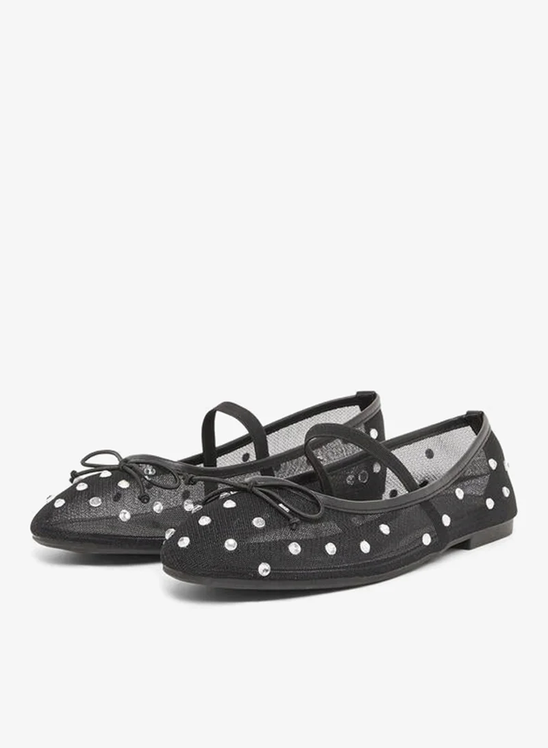 Styli Black Polka Dot Embellished Ballerina