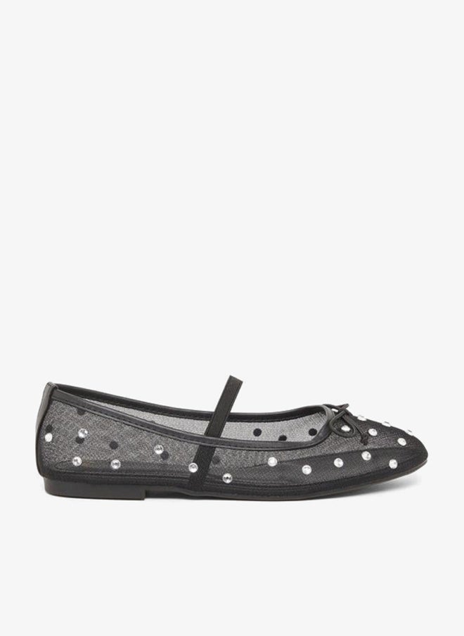 Styli Black Polka Dot Embellished Ballerina - Image 1