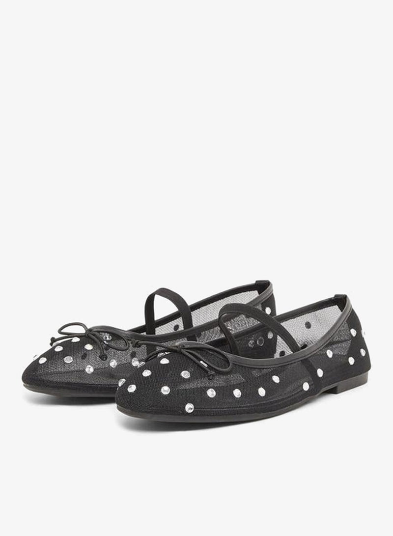 Styli Black Polka Dot Embellished Ballerina - Image 2