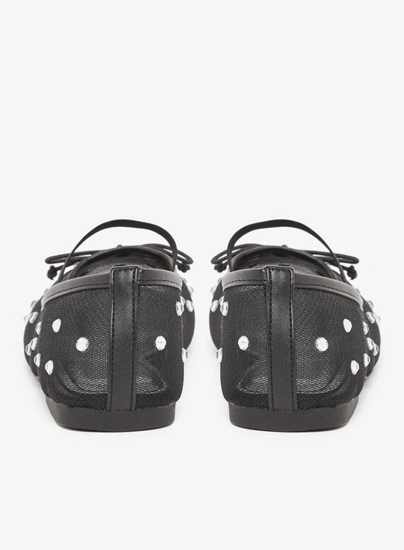 Styli Black Polka Dot Embellished Ballerina - Image 4