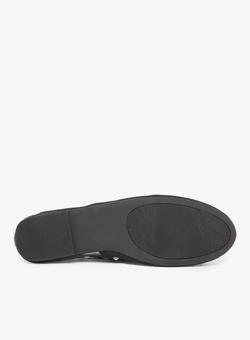 Styli  Black Polka Dot Embellished Ballerina for Women | Best Price UAE