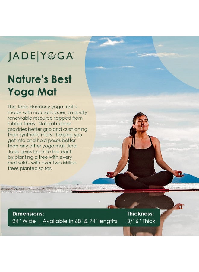 JadeYoga حصيرة يوجا هارموني من جاد يوجا - حصيرة رياضية سميكة ومتينة، حصيرة يوجا مطاطية طبيعية غير قابلة للانزلاق - حصيرة تمارين منزلية وتمديد، حصيرة تمارين - يوجا، بيلاتس وتأمل للنساء والرجال (أسود، 74'') - Image 4