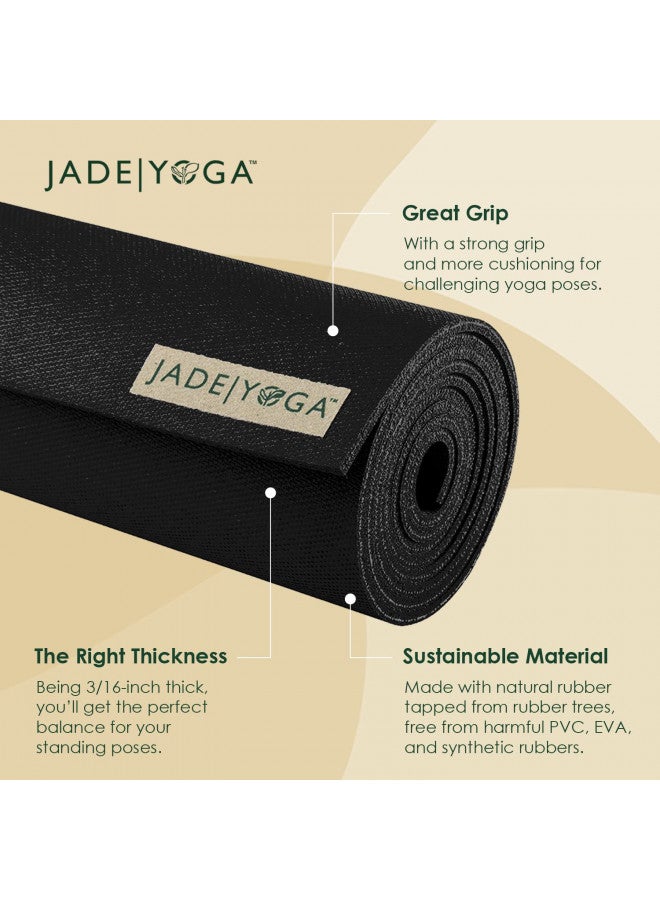 JadeYoga حصيرة يوجا هارموني من جاد يوجا - حصيرة رياضية سميكة ومتينة، حصيرة يوجا مطاطية طبيعية غير قابلة للانزلاق - حصيرة تمارين منزلية وتمديد، حصيرة تمارين - يوجا، بيلاتس وتأمل للنساء والرجال (أسود، 74'') - Image 3