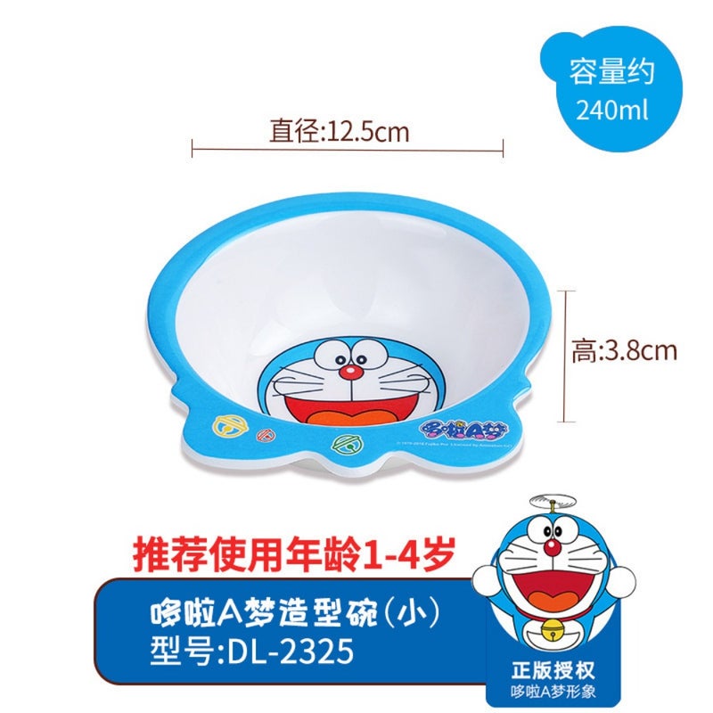 Doraemon baby tableware spoon dish set complementary food bowl spoon set Melamine ear bowl children bowl plate