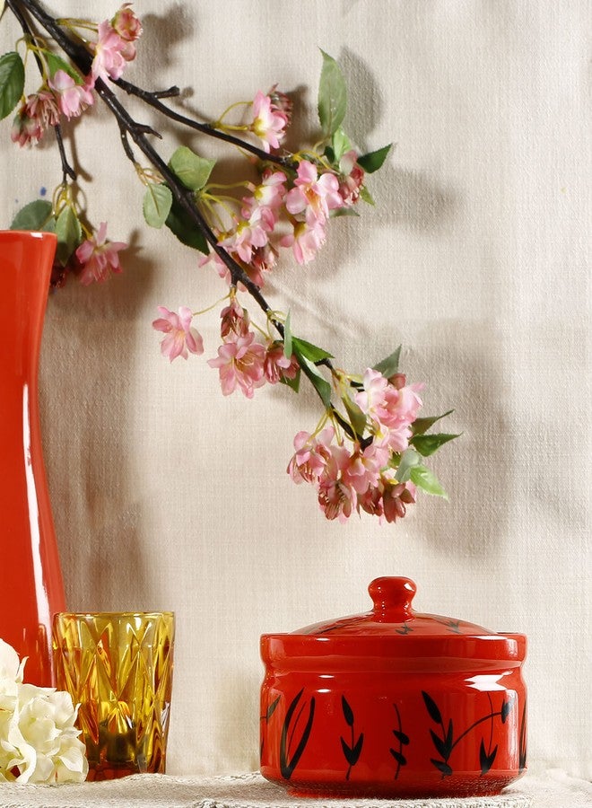 كافيين طاجن دونغا مصنوع يدويًا من السيراميك والخيزران الأحمر (مجموعة من 1 كبير) - Image 2