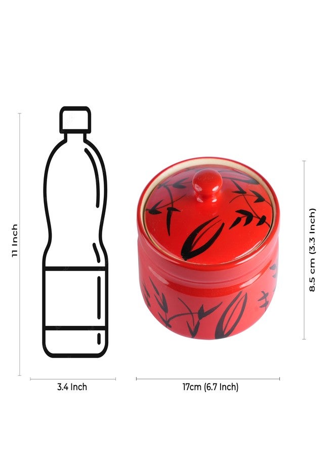 كافيين طاجن دونغا مصنوع يدويًا من السيراميك والخيزران الأحمر (مجموعة من 1 كبير) - Image 4