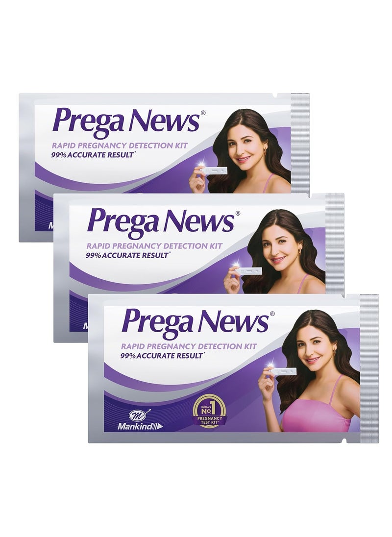 Prega News حزمة من 3 مجموعة اختبار الحمل HCG للبول  - Image 1