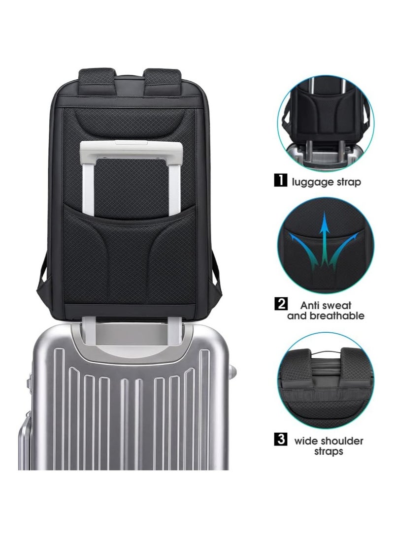 BANGE BANGE Anti Theft Backpack with USB charging Port,Lightweight Business Backpack for Men and Women  Black(two pocket for work)  - Image 5