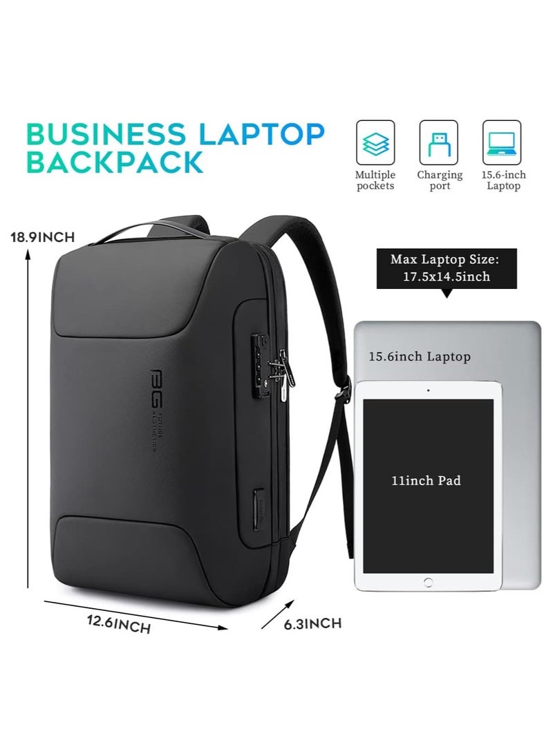 BANGE BANGE Anti Theft Backpack with USB charging Port,Lightweight Business Backpack for Men and Women  Black(two pocket for work)  - Image 4