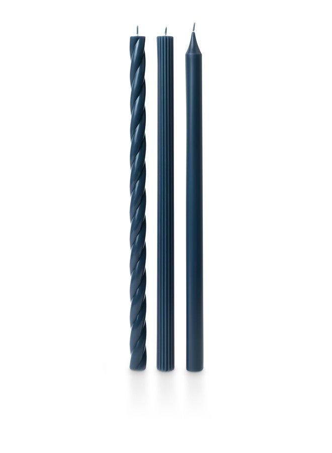 Illume Beautifully Done Unscented Assorted Candle Tapers 3-Pack, Navy Blue - Image 2