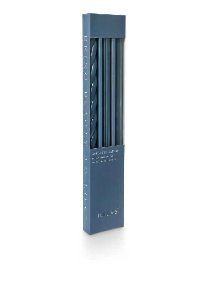 Illume Beautifully Done Unscented Assorted Candle Tapers 3-Pack, Navy Blue - Image 1