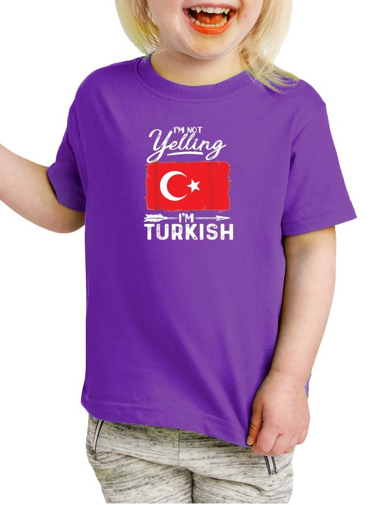 Turkey Kids Girls T-Shirt - Round Neck Short Sleeve Cotton T-Shirt - Celebrate Turkey with Your Little Explorer - Fun Turkish Design - Image 1