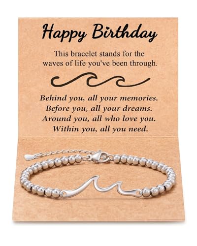 Tarsus Birthday Gifts for Women Unique, Birthday Decorations Gifts Ideas for Her Wave Bracelet Daughter Best Friend Sister 16th 18th 21st 30th 40th 50th 60th 65th 70th 75th 80th - Image 1