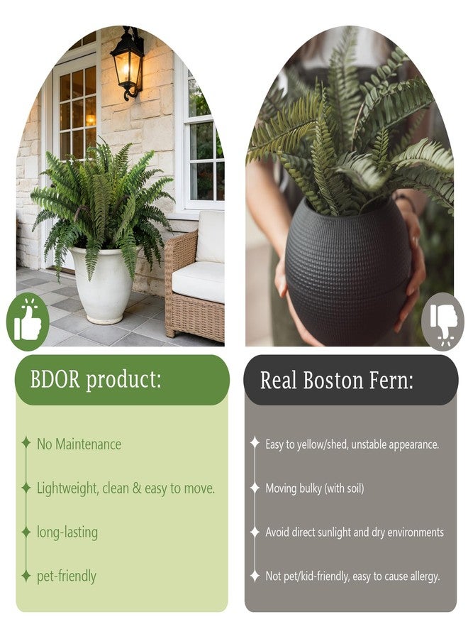 Bdor 2 Pack 25" Artificial Boston Fern Stems, Large Faux Fern Plants Silk Greenery Bushes for Indoor Outdoor Decoration, Realistic Fake Ferns for Home Garden Office Wedding Patio Decor - Image 5