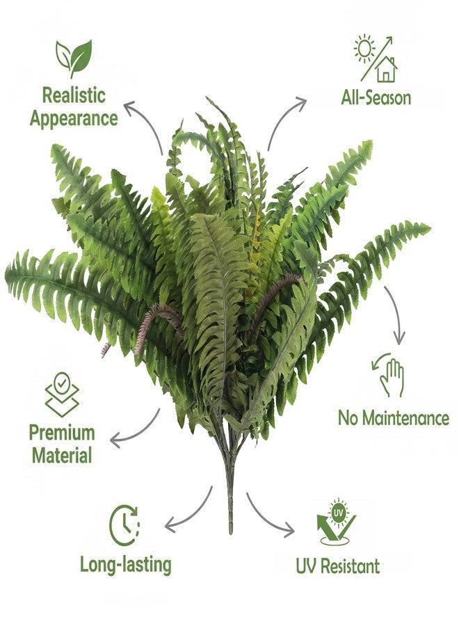 Bdor 2 Pack 25" Artificial Boston Fern Stems, Large Faux Fern Plants Silk Greenery Bushes for Indoor Outdoor Decoration, Realistic Fake Ferns for Home Garden Office Wedding Patio Decor - Image 3