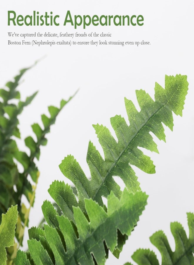 Bdor 2 Pack 25" Artificial Boston Fern Stems, Large Faux Fern Plants Silk Greenery Bushes for Indoor Outdoor Decoration, Realistic Fake Ferns for Home Garden Office Wedding Patio Decor - Image 4