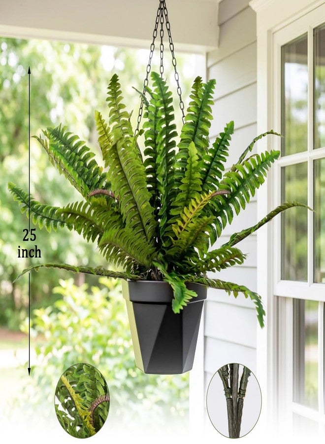 Bdor 2 Pack 25" Artificial Boston Fern Stems, Large Faux Fern Plants Silk Greenery Bushes for Indoor Outdoor Decoration, Realistic Fake Ferns for Home Garden Office Wedding Patio Decor - Image 2