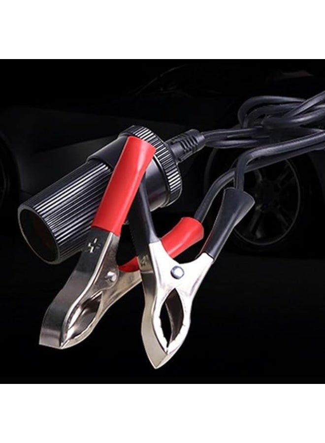 12V Battery Clip Extension Cable - Heavy Duty Battery Terminal to Power Socket Adapter - Insulated Clamp Connector for Car Appliances & Emergency Tools - Image 5