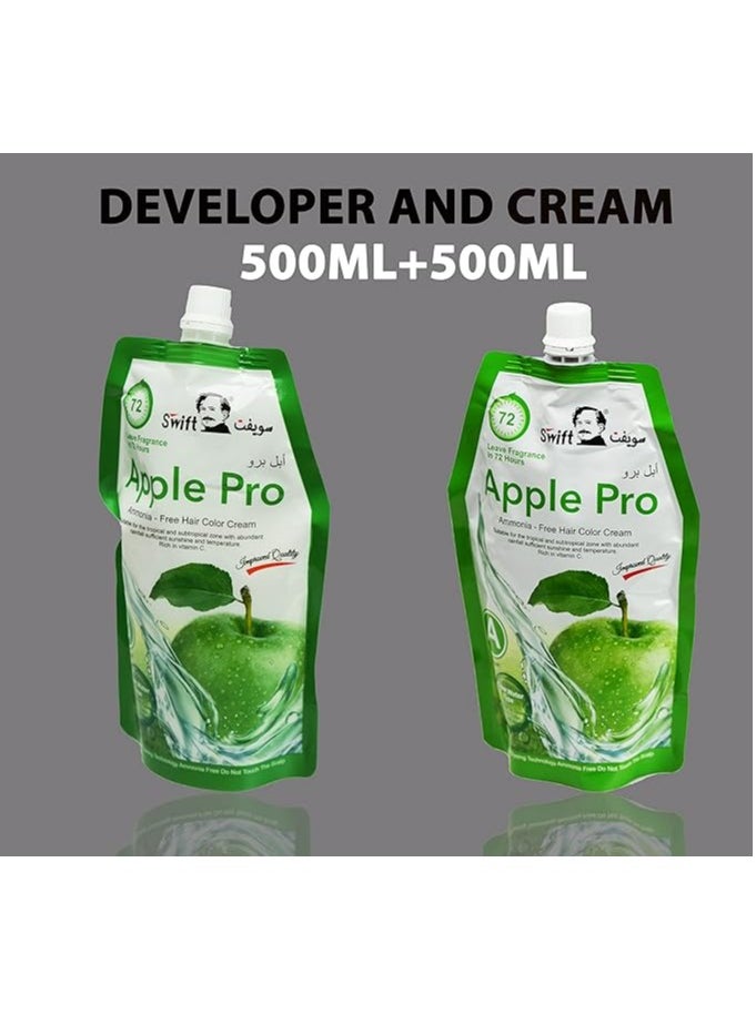 Swift Swift Apple Original Gray Coverage Hair Dye, Natural Black Hair Color Cream 500ml (Natural Black)  - Image 3