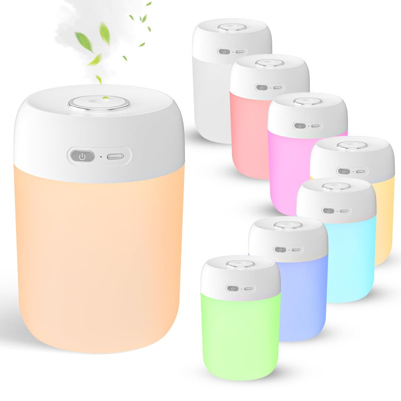 BAMCOO Portable Small Humidifier, 650ml Colorful Mini Humidifier for Bedroom, Office Desktop, Baby Room, Plants, Cool Mist Humidifiers(White) - Image 1