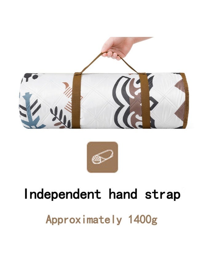 Extra Large Picnic Blanket 200x200cm, Waterproof 6-Layer Composite with Carrying Handle, Bohemian Aztec Pattern for Beach Camping Park - Image 2