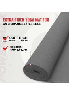 PowerMax Fitness 4mm Thick Premium Exercise Grey Color Yoga Mat, Ultra-Dense Cushioning for Support and Stability in Yoga, Eco-Friendly Non-Slip Yoga Mat for Gym and Any General Fitness  - Image 4