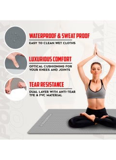 PowerMax Fitness 4mm Thick Premium Exercise Grey Color Yoga Mat, Ultra-Dense Cushioning for Support and Stability in Yoga, Eco-Friendly Non-Slip Yoga Mat for Gym and Any General Fitness  - Image 5