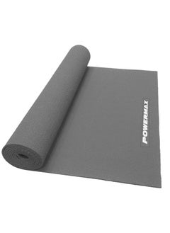 PowerMax Fitness 4mm Thick Premium Exercise Grey Color Yoga Mat, Ultra-Dense Cushioning for Support and Stability in Yoga, Eco-Friendly Non-Slip Yoga Mat for Gym and Any General Fitness  - Image 1