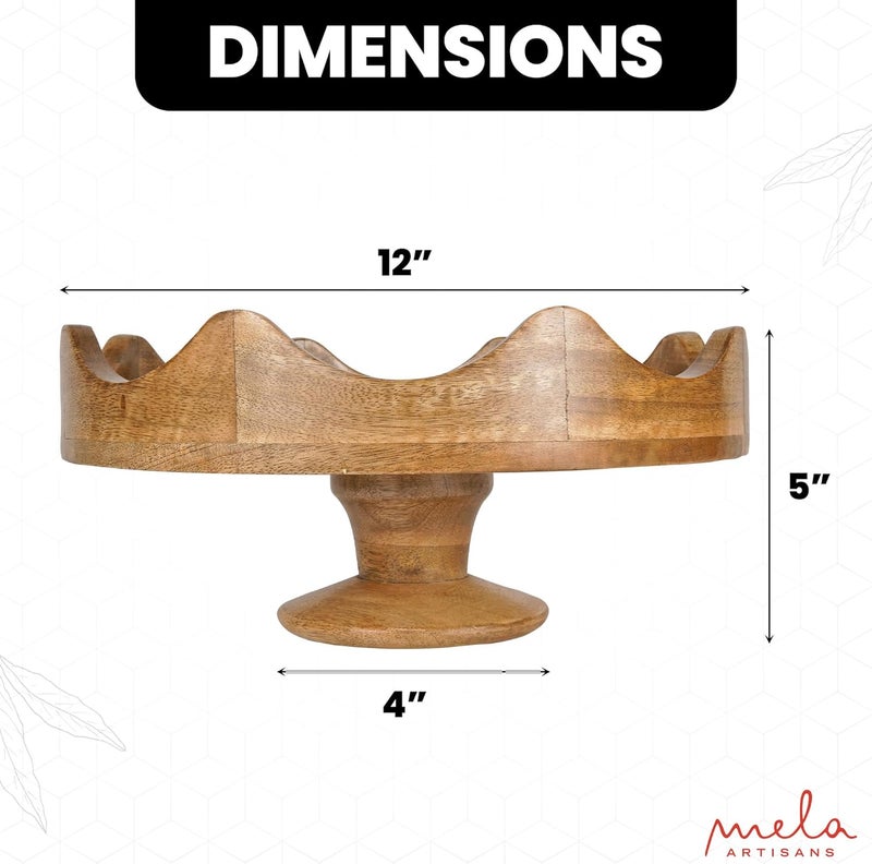 Mela Artisans Wooden Multipurpose Cake Stand Table Centerpiece Decorative Riser Cake Stand Snack Tray Dessert Display Candle Holder Jewelry Dish Farmhouse Kitchen  Living Room Dcor 12x4 - Image 2