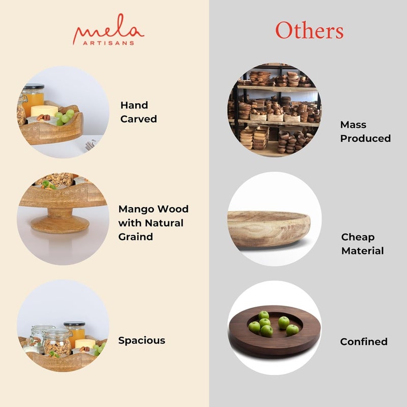 Mela Artisans Wooden Multipurpose Cake Stand Table Centerpiece Decorative Riser Cake Stand Snack Tray Dessert Display Candle Holder Jewelry Dish Farmhouse Kitchen  Living Room Dcor 12x4 - Image 4