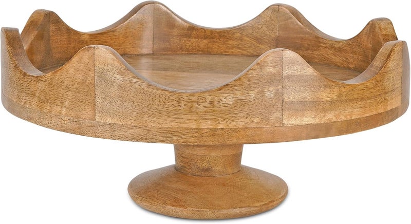 Mela Artisans Wooden Multipurpose Cake Stand Table Centerpiece Decorative Riser Cake Stand Snack Tray Dessert Display Candle Holder Jewelry Dish Farmhouse Kitchen  Living Room Dcor 12x4 - Image 1